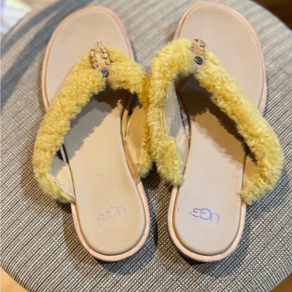UGG Yellow Fuzzy Slippers Cozy Comfort